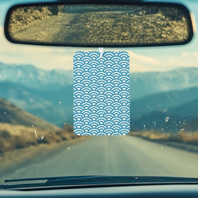 Seigaiha, Waves, Japanese, Blue and White Car Air Freshener (Creator Uploaded)