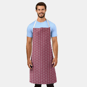 Seigaiha, Waves, Japanese, Burgundy and White Apron