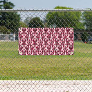 Seigaiha, Waves, Japanese, Burgundy and White Banner
