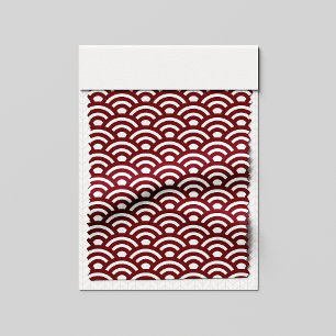 Seigaiha, Waves, Japanese, Burgundy and White Fabric