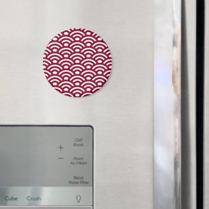 Seigaiha, Waves, Japanese, Burgundy and White Magnet
