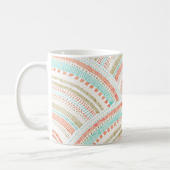 Seigaiha Waves: Vintage Wavy Pattern Coffee Mug (Left)