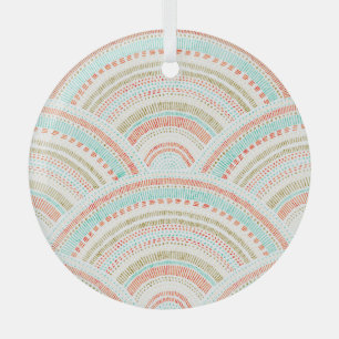 Seigaiha Waves: Vintage Wavy Pattern Glass Tree Decoration