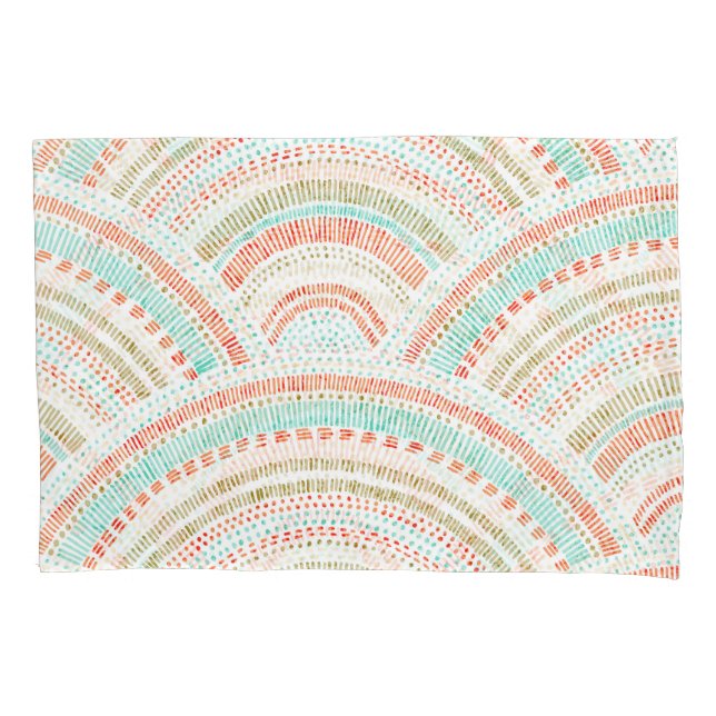 Seigaiha Waves: Vintage Wavy Pattern Pillowcase (Front)