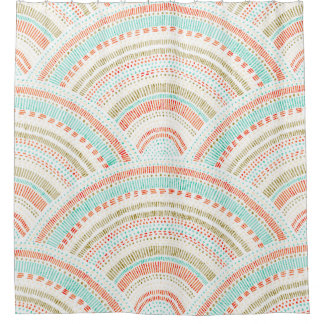 Seigaiha Waves: Vintage Wavy Pattern Shower Curtain
