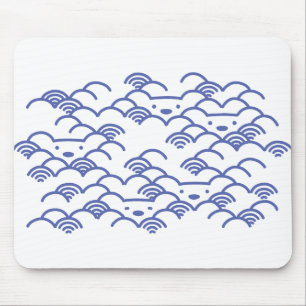 SEIGAIHA with Polar Bear (navy blue) Mouse Pad