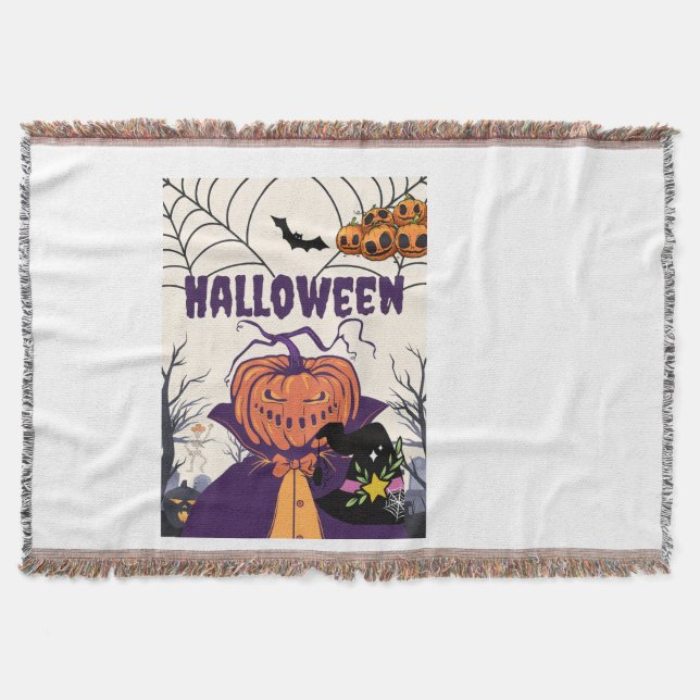 Seigneur citrouille d’Halloween au cimetière Throw Blanket (Front)