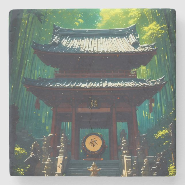 "Seijaku no Mon" – Gate of Tranquillity Stone Coaster (Front)