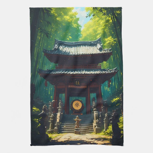 "Seijaku no Mon" – Gate of Tranquillity Tea Towel (Vertical)