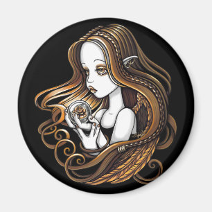 "Seika" Amber Rose Crystal Ball Angel Magnet