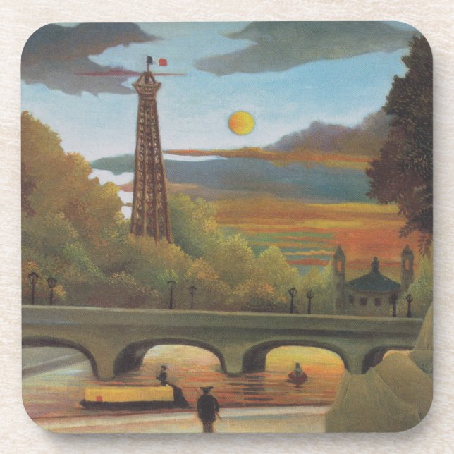 Seine and Eiffel Tower at Sunset by Henri Rousseau Coaster (Front)