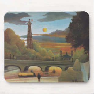 Seine and Eiffel Tower at Sunset by Henri Rousseau Mouse Pad