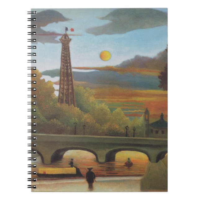 Seine and Eiffel Tower at Sunset by Henri Rousseau Notebook (Front)