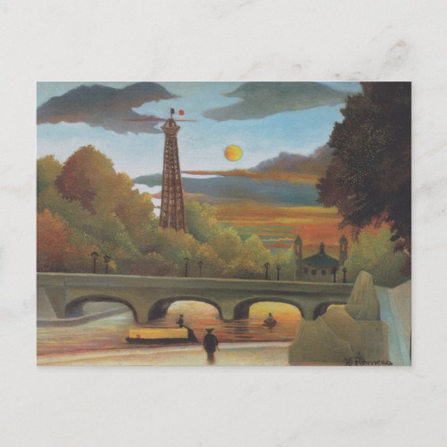 Seine and Eiffel Tower at Sunset by Henri Rousseau Postcard (Front)