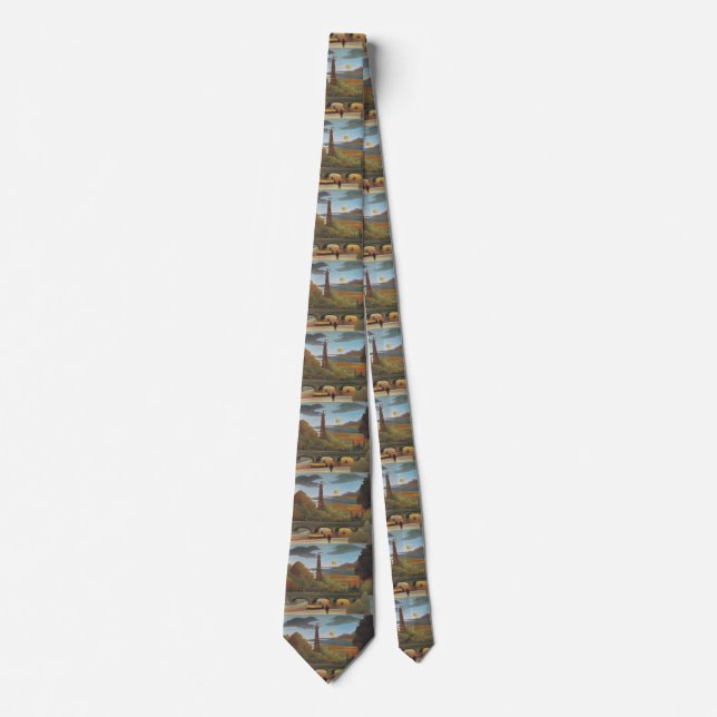 Seine and Eiffel Tower at Sunset by Henri Rousseau Tie (Front)