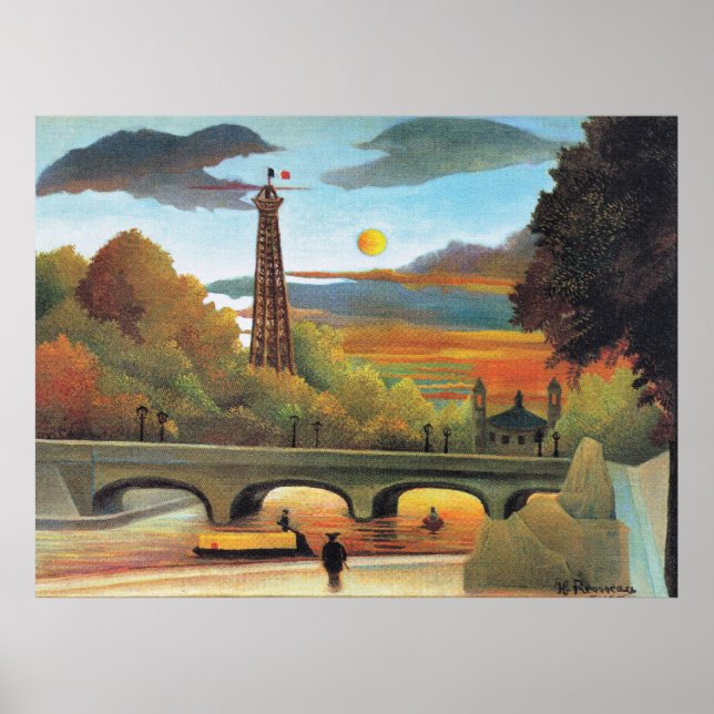 Seine and Eiffel Tower in Sunset, Poster (Front)