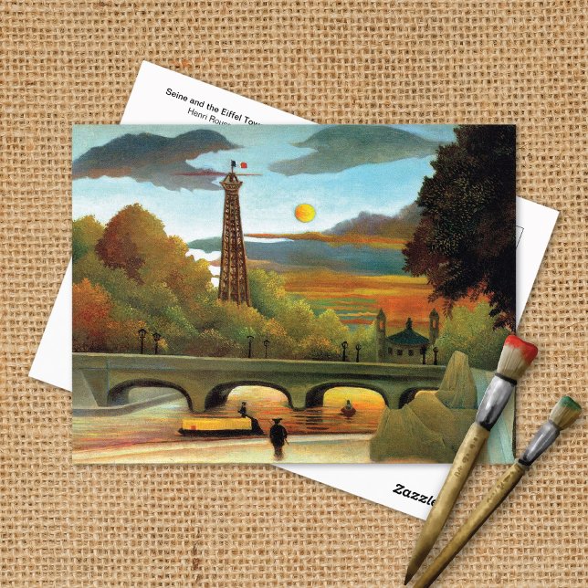 Seine Eiffel Tower Sunset Henri Rousseau Postcard (Creator Uploaded)