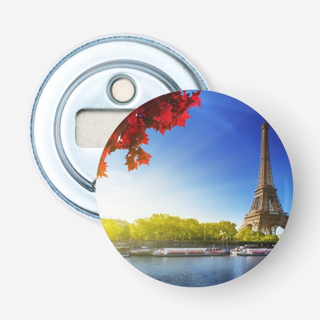 Seine In Paris With Eiffel Tower In Autumn Time Bottle Opener (Front)