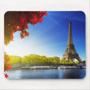Seine In Paris With Eiffel Tower In Autumn Time Mouse Pad
