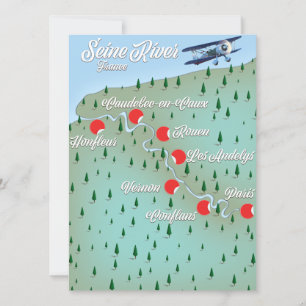 Seine River France vintage map