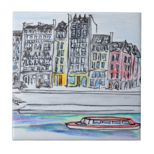 Seine River Ile Saint-Louis, Paris Ceramic Tile