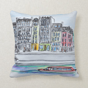 Seine River Ile Saint-Louis, Paris Cushion