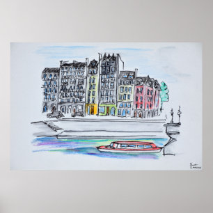 Seine River   Ile Saint-Louis, Paris Poster