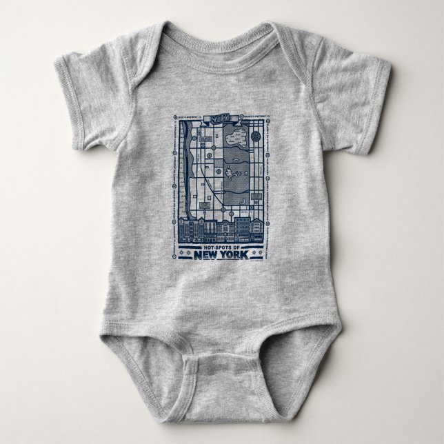 Seinfeld | Hot Spots of New York Map Baby Bodysuit (Front)