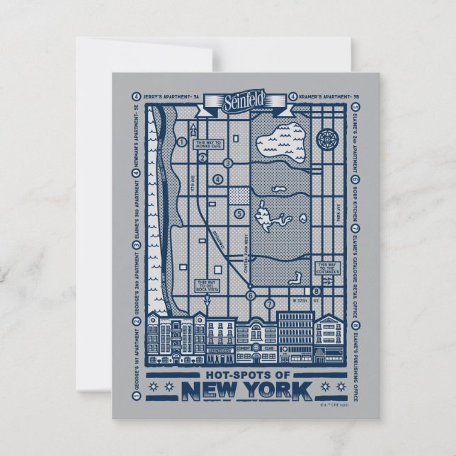 Seinfeld | Hot Spots of New York Map Card (Front)