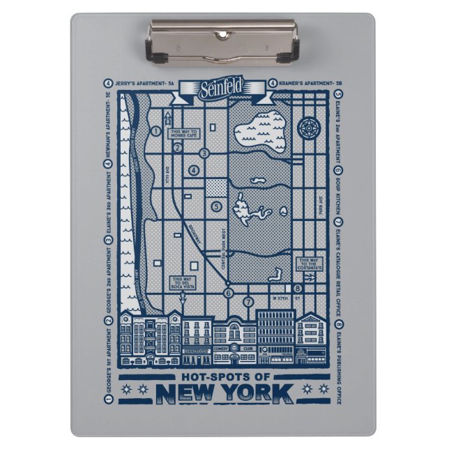 Seinfeld | Hot Spots of New York Map Clipboard (Front)