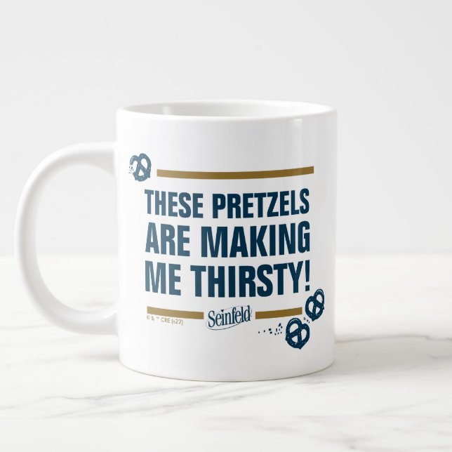 Seinfeld | "These Pretzels" Typography Graphic Large Coffee Mug (Left)