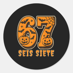 Seis Siete Spanish Halloween 67 Boys Kids Six Seve Classic Round Sticker