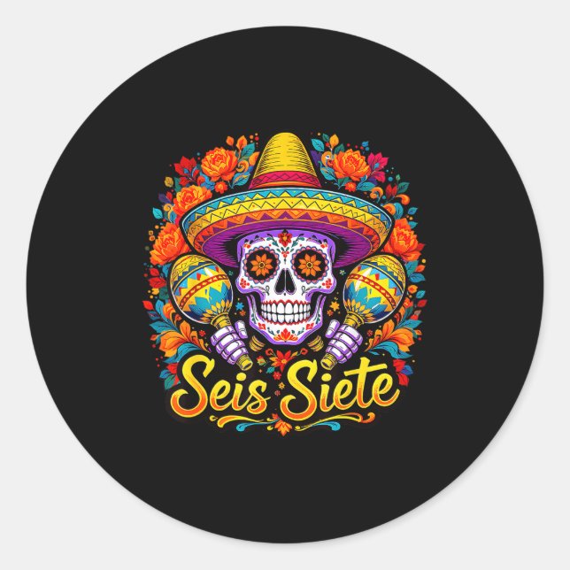 Seis Siete Spanish Humor Clroom Teaching Laugh Esp Classic Round Sticker (Front)