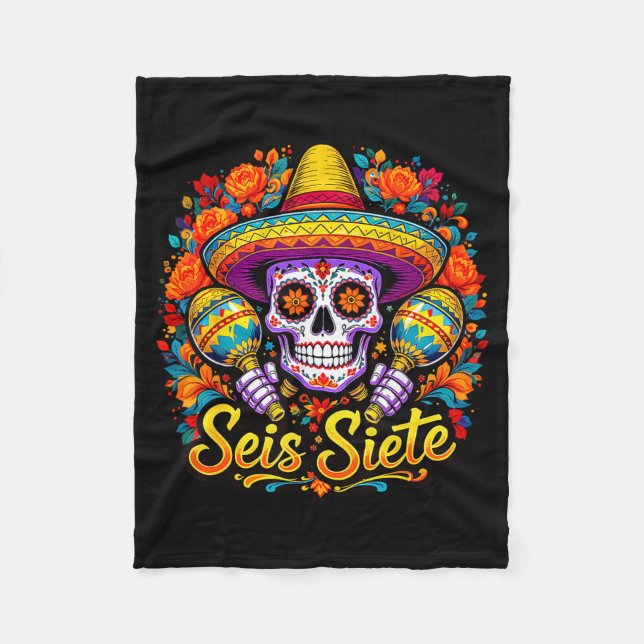 Seis Siete Spanish Humor Clroom Teaching Laugh Esp Fleece Blanket (Front)