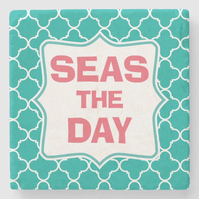 Seize the Day Funny Quote Stone Coaster (Front)