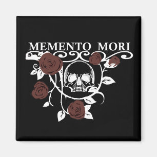 Seize the Day - Red Roses - Memento Mori Skull Magnet