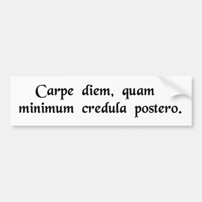 Seize the day, trust as little as possible...... bumper sticker (Front)