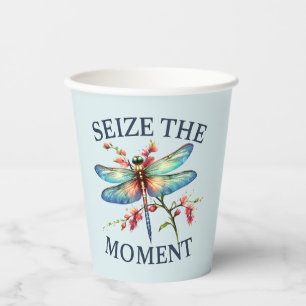 Seize The Moment - Artistic Dragonfly Paper Cups