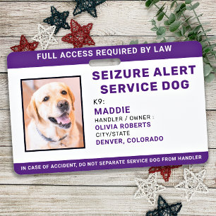 Seizure Alert Personalised Service Dog ID Photo  ID Badge