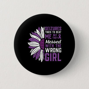 Seizures Purple Ribbon Epilepsy Awareness Epilepti 6 Cm Round Badge