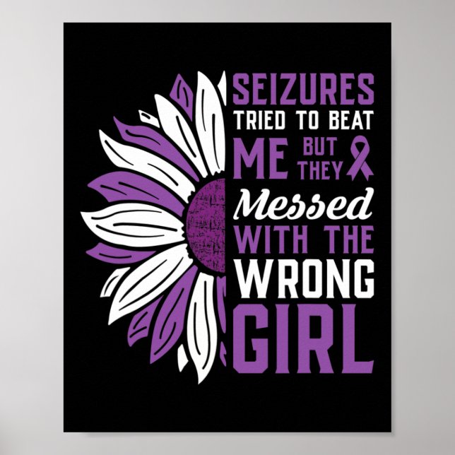 Seizures Purple Ribbon Epilepsy Awareness Epilepti Poster (Front)