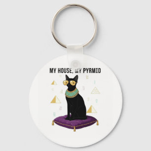 Sekhment Egyptian Cat Bastet Goddess Pyramid Key Ring
