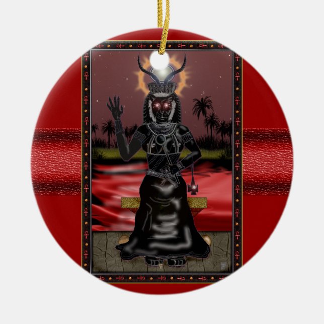 sekhmet-bint-em-ra ceramic tree decoration (Front)