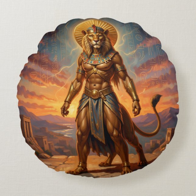 Sekhmet – Lion-Headed War Goddess´2 Round Cushion (Front)