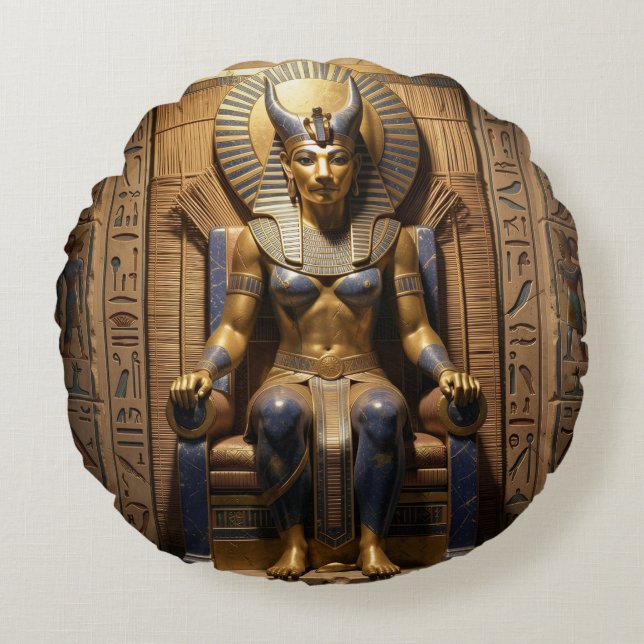 Sekhmet – Lion-Headed War Goddess Round Cushion (Front)