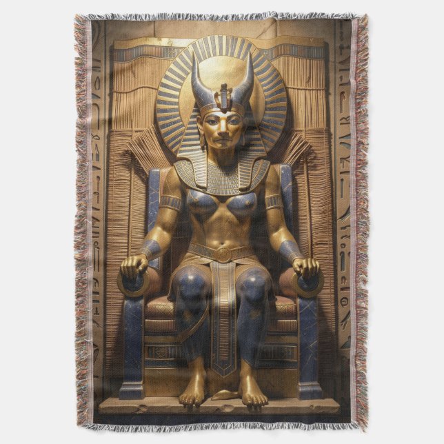Sekhmet – Lion-Headed War Goddess Throw Blanket (Front Vertical)