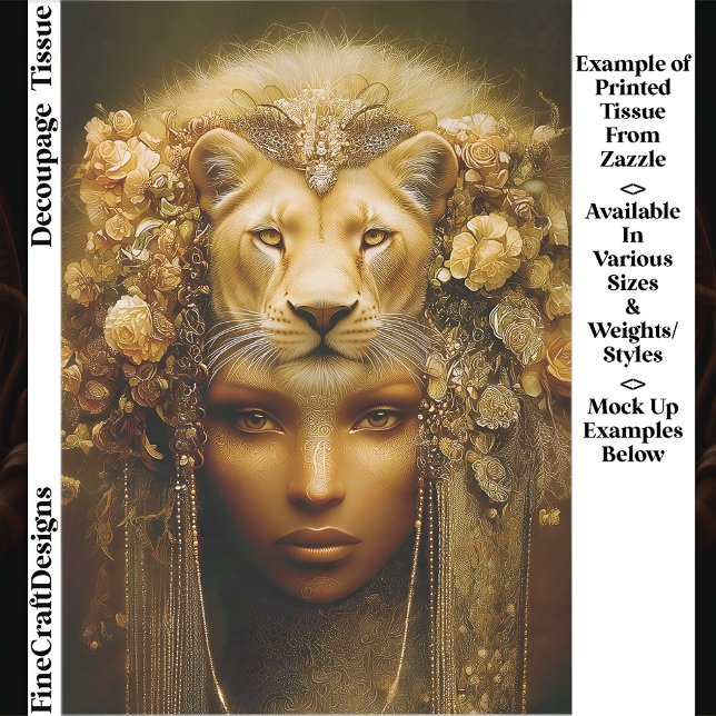 Sekhmet Lioness Goddess Portrait EW1Z Decoupage Tissue Paper (Creator Uploaded)