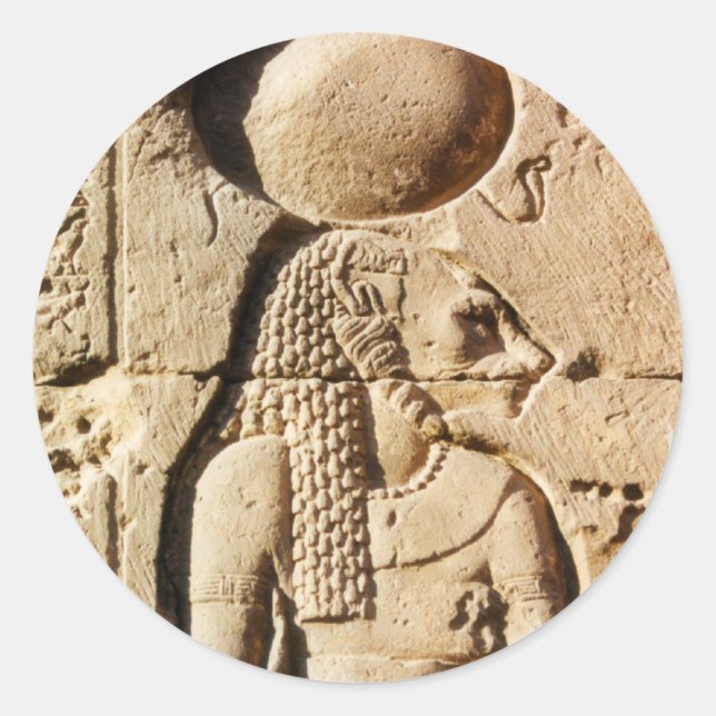 Sekhmet Lioness Hieroglyphic Classic Round Sticker (Front)