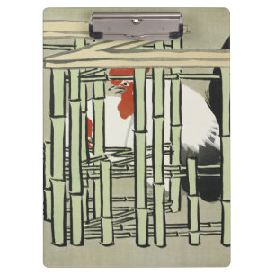 Sekka Roosters from Momoyogusa Japanese Art Clipboard