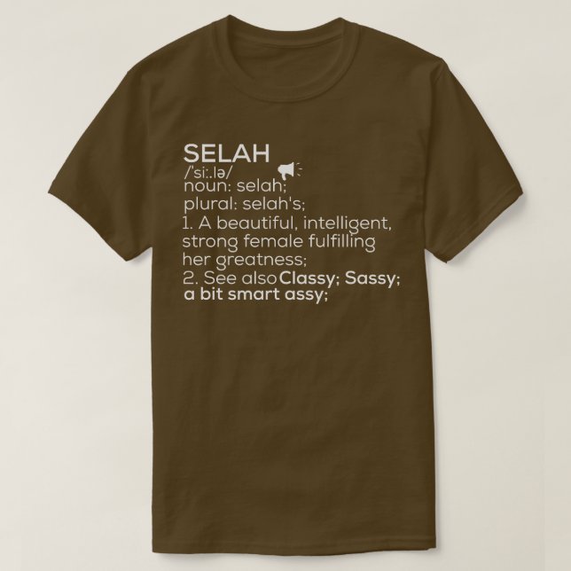 Selah Name Selah Definition Selah Female Name Sela T-Shirt (Design Front)